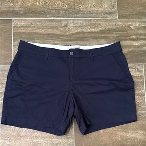 Navy Blue Shorts with Relaxed Fit and Clean Hem